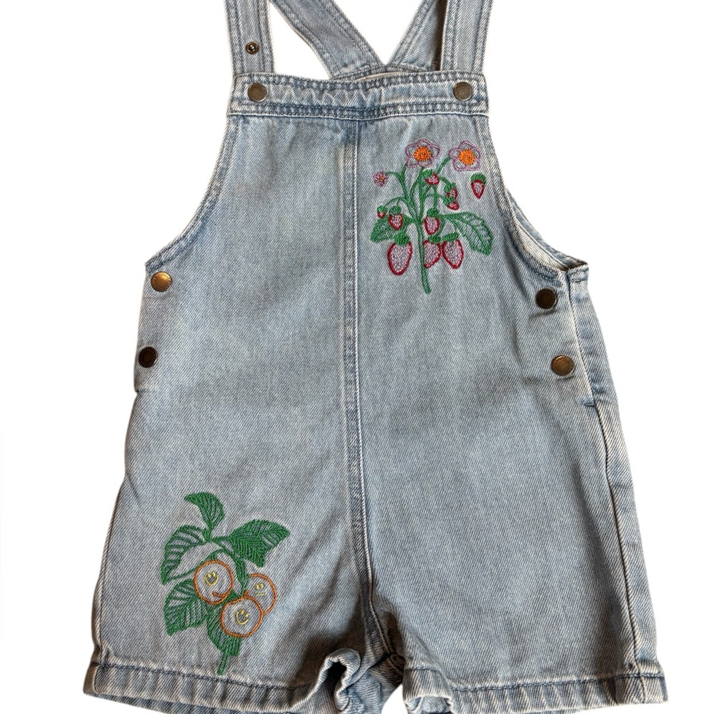 Stella McCartney Kids Denim Overalls with Floral Embroidery